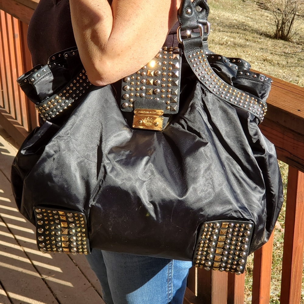 Christian Audigier Studded Hobo Bag